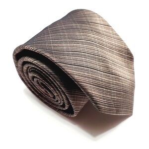 J. Campbell Necktie Gray & Brown Stripe Pattern Silk Neck Tie 58x3.25"